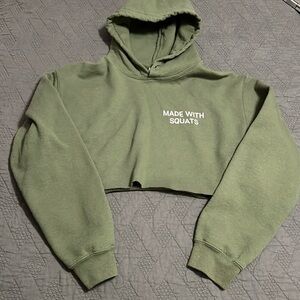 Made With Squats crop hoodie Army Green small